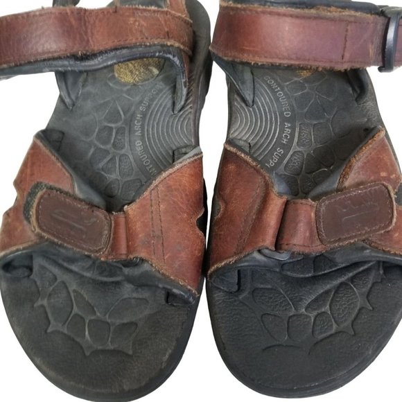 Frye Mens 10 Brown Leather Buckle Strap Open Toe F main image 4